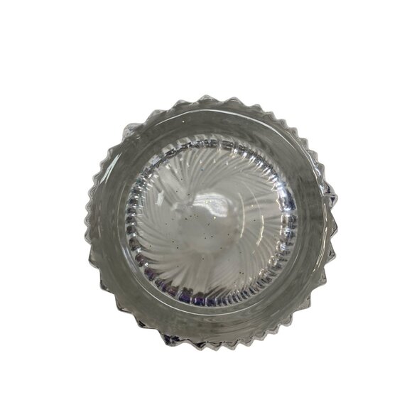 Vintage Clear Glass Vase With Frosted Floral Design & Swirl Pattern - Picture 5 of 5